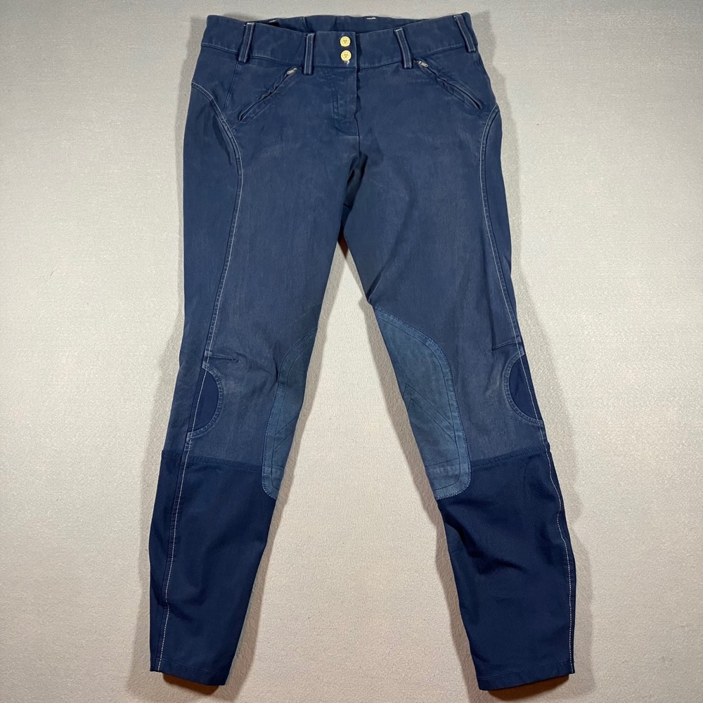 Ariat Prix Navy Blue Low Rise Knee Patch Equestrian Riding Breeches 26L Leggings